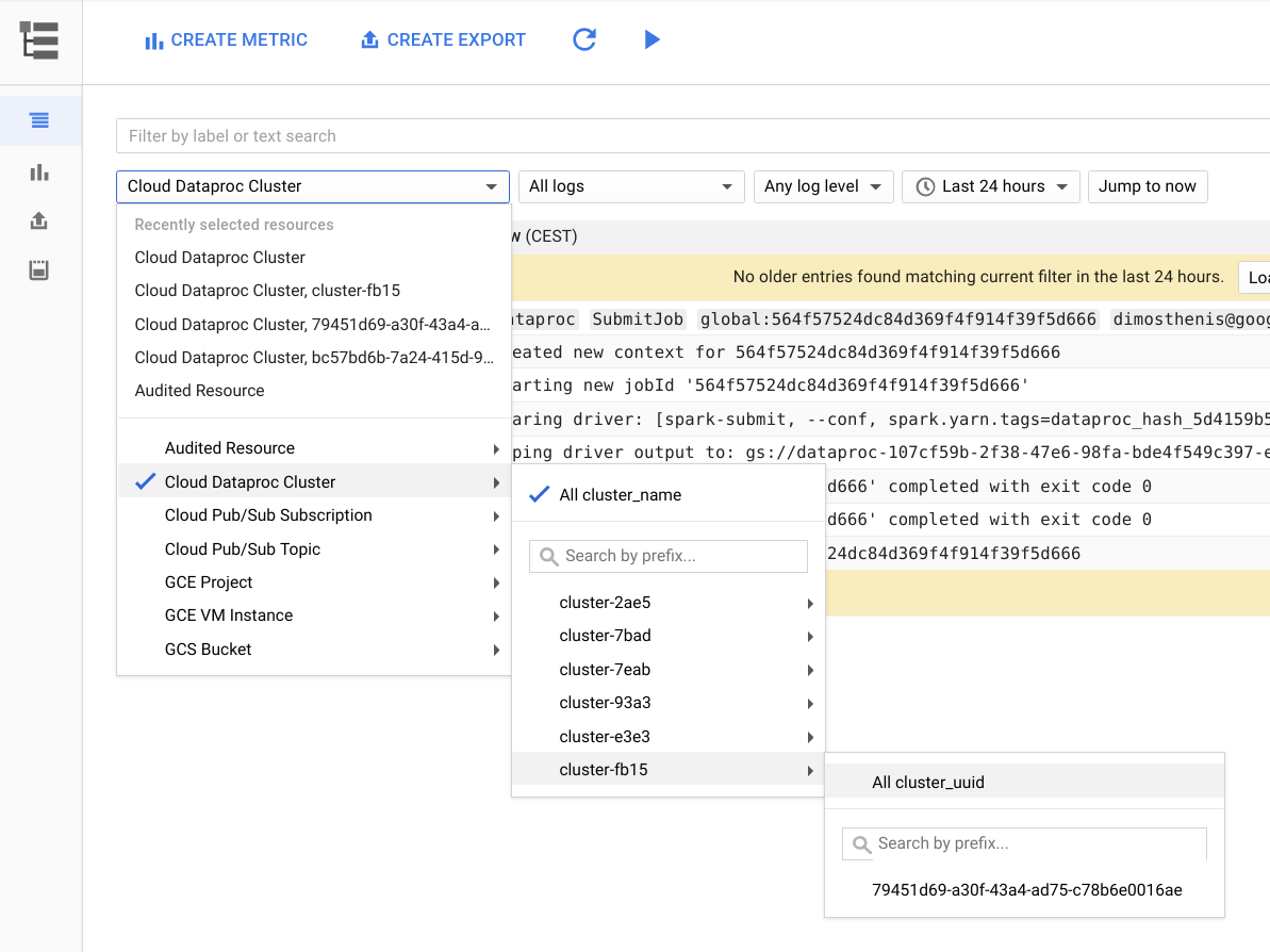 Cloud Logging page in the Google Cloud console