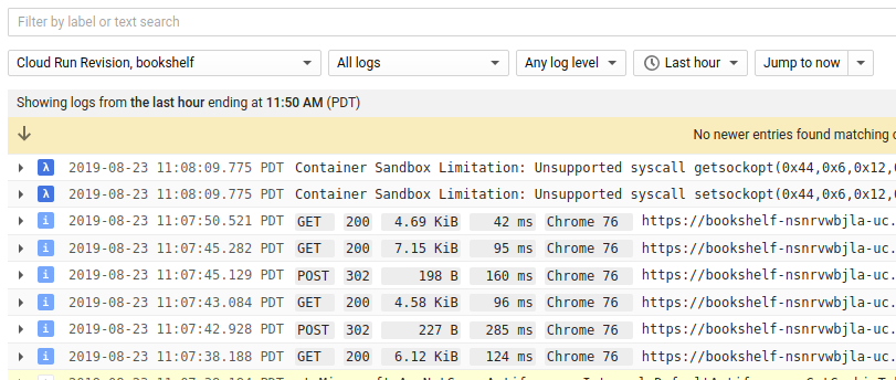 Visionneuse de journaux Stackdriver