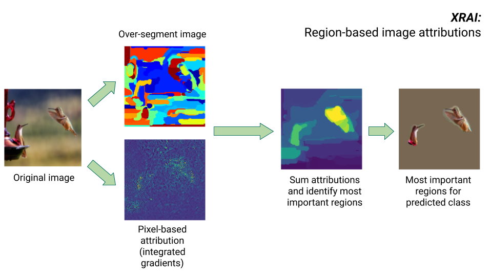 XRAI アルゴリズムのステップを示す画像