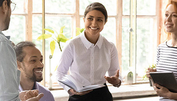 Group of people having a conversation