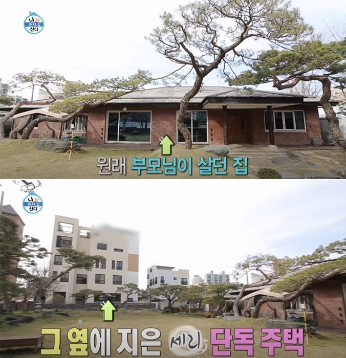 골프선수 출신 박세리 감독이 소유한 대전 유성구의 두 부동산. 2022년 5월 MBC '나 혼자 산다'를 통해 박 감독의 부모가 살고 있던 곳 옆에 박 감독이 직접 설계와 인테리어를 한 4층 건물을 지어 다른 가족과 함께 한다고 소개했다. [이미지출처=MBC '나 혼자 산다' 방송화면 캡처]