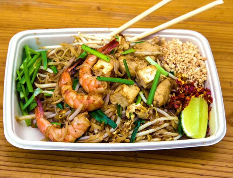 Photo of a plate of pad Thai as served by PAD SEN at Southbank Centre Food Market