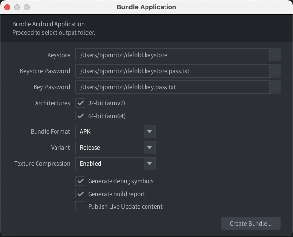 Signing Android bundle