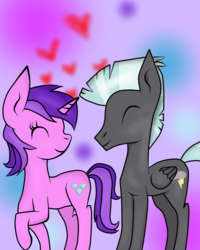 Size: 800x1000 | Tagged: safe, artist:purpleloverpony, amethyst star, sparkler, thunderlane, pegasus, pony, unicorn, g4, crack shipping, female, male, mare, ship:amethystlane, shipping, stallion, straight