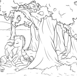 Size: 1280x1280 | Tagged: safe, artist:chiweee, applejack, rainbow dash, thunderlane, earth pony, pegasus, pony, fanfic:piercing the heavens, g4, apple tree, crying, fanfic art, female, heartbreak, kiss on the lips, kissing, lineart, male, mare, monochrome, outdoors, ship:thunderjack, shipping, stallion, straight, tree