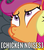 Size: 425x478 | Tagged: safe, edit, edited screencap, screencap, apple bloom, gabby, scootaloo, chicken, g4, my little pony: friendship is magic, the fault in our cutie marks, caption, cropped, image macro, meme, reaction image, scootachicken, text