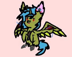 Size: 402x321 | Tagged: safe, artist:rbd9510, oc, oc only, oc:crystal sky, alicorn, pony, springtrapped, alicorn oc, animatronic, crossover, five nights at freddy's, five nights at freddy's 3, solo, springtrap, the purple mare