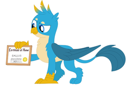 Size: 865x586 | Tagged: safe, artist:nltlf, artist:porygon2z, edit, gallus, griffon, g4, blackletter, certificate, male, simple background, solo, white background