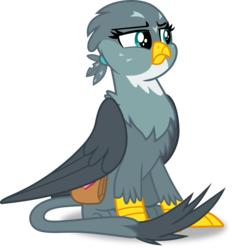 Size: 1577x1700 | Tagged: safe, artist:frownfactory, gabby, griffon, dragon dropped, g4, my little pony: friendship is magic, .svg available, claws, female, folded wings, frown, gabby is not amused, paws, saddle bag, simple background, sitting, solo, svg, talons, trace, transparent background, unimpressed, vector, wings