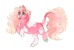 Size: 1024x689 | Tagged: safe, artist:vindhov, oc, oc only, pony, unicorn, colored hooves, female, leonine tail, magical lesbian spawn, mare, offspring, parent:pinkie pie, parent:sunset shimmer, parents:sunsetpie, piebald coat, simple background, solo, transparent background