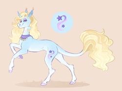 Size: 1024x772 | Tagged: safe, artist:vindhov, oc, oc only, oc:velvet charm, pony, unicorn, female, leonine tail, mare, offspring, parent:prince blueblood, parent:trixie, parents:bluetrix, rearing, solo