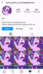 Size: 592x1024 | Tagged: safe, starlight glimmer, twilight sparkle, alicorn, pony, unicorn, g4, my little pony: friendship is magic, the beginning of the end, d:, faic, female, floppy ears, frown, glimmerposting, instagram, lying down, mare, meme, open mouth, prone, twilight sparkle (alicorn), wat, wide eyes