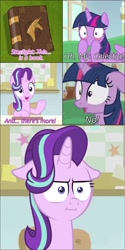 Size: 1024x2048 | Tagged: safe, edit, edited screencap, screencap, starlight glimmer, twilight sparkle, alicorn, pony, unicorn, g4, interseason shorts, marks for effort, my little pony: friendship is magic, season 8, starlight the hypnotist, :i, comic, dear god, duo, duo female, expiration date, faic, female, floppy ears, glimmerposting, i mean i see, mare, meme, narrowed eyes, shrunken pupils, team fortress 2, text, twilight sparkle (alicorn)