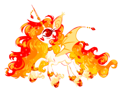 Size: 1280x955 | Tagged: safe, artist:peaceandlove26, daybreaker, princess celestia, alicorn, bat pony, bat pony alicorn, pony, g4, alternate design, anklet, bat ears, bat wings, blush scribble, bracelet, chest fluff, choker, chokerlestia, colored eyelashes, colored hooves, colored wings, ear tufts, ethereal hair, ethereal mane, ethereal tail, eyeshadow, fangs, horn, horn jewelry, horn ring, jewelry, makeup, open mouth, red eyes, ring, simple background, solo, sparkly mane, sparkly tail, spread wings, tail, transparent background, unshorn fetlocks, wing jewelry, wings