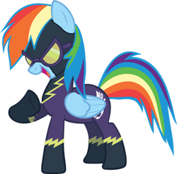 Size: 1024x1012 | Tagged: safe, artist:shrek214, rainbow dash, pegasus, pony, g4, clothes, costume, cute, dashabetes, female, goggles, mare, nightmare night costume, open mouth, open smile, shadowbolt dash, shadowbolts, shadowbolts costume, shadowbolts uniform, simple background, smiling, solo, transparent background, vector