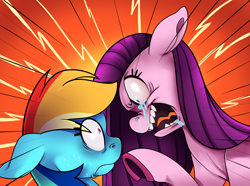 Size: 3302x2451 | Tagged: safe, artist:soruisaaretitan, pinkie pie, rainbow dash, pony, g4, angry, argument, duo, female, mare, meme, pinkamena diane pie, rage, rage face, this will end in cupcakes