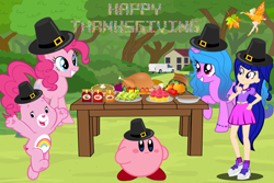 Size: 3000x2000 | Tagged: safe, artist:andoanimalia, artist:creedyboy124, artist:emeraldblast63, artist:trungtranhaitrung, artist:user15432, izzy moonbow, pinkie pie, bird, earth pony, fairy, human, pony, turkey, unicorn, equestria girls, g4, g5, apple, care bears, carrot, cheer bear, crossover, cupcake, equestria girls style, equestria girls-ified, fairy wings, female, food, fruit, g5 to g4, generation leap, grapes, happy thanksgiving, happy thanksgiving 2024, happy thanksgiving day, happy thanksgiving day 2024, hat, holiday, horn, jam, kirby, kirby (series), musa, orange, outdoors, pear, pilgrim, pilgrim hat, pumpkin pie, table, thanksgiving, thanksgiving 2024, thanksgiving dinner, thanksgiving food, tomato, united states, vegetables, wings, winx club