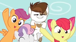 Size: 1272x716 | Tagged: safe, screencap, apple bloom, pipsqueak, scootaloo, sweetie belle, earth pony, pegasus, pony, unicorn, crusaders of the lost mark, g4, my little pony: friendship is magic, colt, cutie mark crusaders, faic, female, filly, foal, group, horn, male, out of context, outdoors, quartet