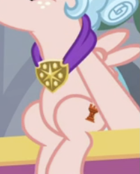 Size: 685x852 | Tagged: safe, screencap, cozy glow, pegasus, pony, g4, my little pony: friendship is magic, school raze, belly, cropped, jewelry, medallion, necklace, pictures of bellies, sitting, solo