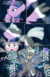 Size: 1989x3072 | Tagged: safe, artist:anonymousandrei, derpibooru exclusive, rumble, thunderlane, tree of harmony, twilight sparkle, alicorn, pegasus, pony, comic:rumble and the tree of harmony, g4, belly, belly button, blushing, butt, colt, comic, duo, duo male and female, female, foal, implied incest, implied rumblelane, lightningroad, male, mare, plot, rule 63, transformation, treelight sparkle, twilight sparkle (alicorn)