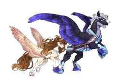 Size: 1280x845 | Tagged: safe, artist:charlotte38, oc, oc only, oc:charlotte, pegasus, pony, duo, female, male, mare, nudity, sheath, simple background, stallion, transparent background