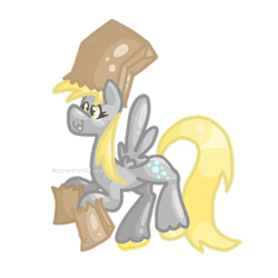 Size: 1280x1280 | Tagged: safe, artist:weevillov3r, derpy hooves, pegasus, pony, g4, :3, clothes, colored hooves, costume, cute, female, hooves, mare, nightmare night costume, open mouth, open smile, paper bag, paper bag wizard, simple background, smiling, solo, transparent background