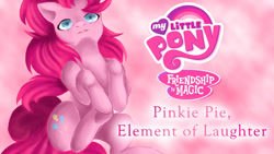 Size: 1280x720 | Tagged: safe, artist:madartistparadise, pinkie pie, earth pony, pony, g4, 2014, abstract background, female, mare, solo, text