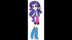 Size: 686x386 | Tagged: safe, rarity, human, equestria girls, g4, boots, clothes, clothes swap, high heel boots, jacket, shirt, shoes, simple background, skirt, solo, vest, white background