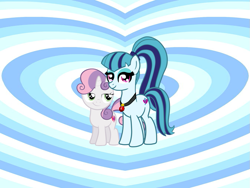 Size: 959x720 | Tagged: artist needed, safe, anonymous artist, artist:rogerlink, artist:tardifice, sonata dusk, sweetie belle, earth pony, pony, unicorn, bedroom eyes, crack shipping, cute, cuteness overload, diasweetes, earth pony sonata dusk, eyeshadow, female, filly, foal, gem, heart, heart background, horn, lesbian, lidded eyes, looking at each other, looking at someone, makeup, mare, ponified, ponytail, ship:sonbelle, shipping, siren gem, smiling, smiling at each other, sonatabetes