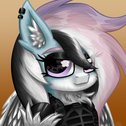 Size: 3000x3000 | Tagged: safe, artist:sunamoonmlp, derpibooru exclusive, oc, oc only, pegasus, pony, g4, bust, cheek fluff, clothes, commission, cute, ear fluff, female, hoof fluff, looking at you, mare, pfp, plate carrier, portrait, raised hoof, smiling, smiling at you, vest, wings