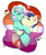 Size: 2400x2858 | Tagged: safe, alternate version, artist:morrigun, bon bon, lyra heartstrings, sweetie drops, earth pony, pony, unicorn, do princesses dream of magic sheep, g4, my little pony: friendship is magic, cuddling, cute, eyes closed, female, fusion, heart, horn, hug, lesbian, lesbian pride flag, lyrabon (fusion), pride, pride flag, pushmi-pullyu, ship:lyrabon, shipping, signature