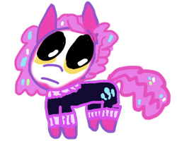 Size: 602x482 | Tagged: safe, anonymous artist, pinkie pie, oc, oc:pinkiacci, earth pony, pony, eternal night au (janegumball), g4, alternate universe, autism creature, beady eyes, clown, clown makeup, confetti, confetti in mane, confetti in tail, cute, diapinkes, female, mare, nightmare pinkie, nightmare takeover timeline, nightmarified, quality, simple background, solo, transparent background