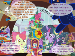 Size: 1440x1080 | Tagged: safe, artist:bronybyexception, apple bloom, derpy hooves, gabby, pinkie pie, princess cadance, princess celestia, princess luna, scootaloo, shining armor, sweetie belle, twilight sparkle, bear, griffon, ursa, ursa minor, g4, advent calendar, capitalism, christmas, comic, hat, holiday, mall, pixar, plushie, santa hat, toy, toy store, vector used