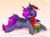 Size: 2217x1662 | Tagged: safe, artist:alphadesu, oc, oc only, oc:dream strider, bat pony, pony, christmas, clothes, hat, holiday, looking at you, lying down, present, prone, santa hat, scarf, solo, turned head