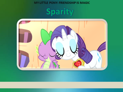 Size: 960x719 | Tagged: artist needed, safe, anonymous artist, edit, edited screencap, screencap, rarity, spike, dragon, pony, unicorn, g4, my little pony: friendship is magic, secret of my excess, book, book cover, cover, cute, daaaaaaaaaaaw, duo, eyes closed, eyeshadow, fanmade book cover, female, fire ruby, gem, gradient background, headcanon, headcanon in the description, horn, makeup, male, mare, raribetes, ruby, ship:sparity, shipping, smiling, snuggling, spikabetes, spin-off, straight, the railway series, wholesome