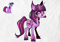 Size: 2039x1426 | Tagged: safe, artist:lavendertowne, twilight sparkle, alicorn, pony, g4, braid, glasses, redraw, solo, twilight sparkle (alicorn), unshorn fetlocks