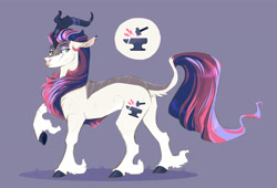 Size: 3220x2193 | Tagged: safe, artist:vindhov, oc, oc only, kirin, female, interspecies offspring, kirin oc, offspring, parent:autumn blaze, parent:shining armor, raised hoof, solo