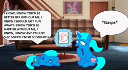 Size: 2628x1444 | Tagged: safe, artist:memeartboi, pegasus, pony, unicorn, g4, bawling, chatting, colt, couch, crying, crying on the outside, depressed, depression, duo, duo male and female, emotional, exam, female, foal, gasp, gasping, glowing, glowing horn, gumball watterson, heart, horn, living room, lying down, male, manipulation, mare, mother, mother and child, mother and son, nicole watterson, ponified, prone, remorse, sad, sad pony, shocked, shocked expression, shocked eyes, sitting, sobbing, sorry, the amazing world of gumball, threat, threatening, upset, wings, worried