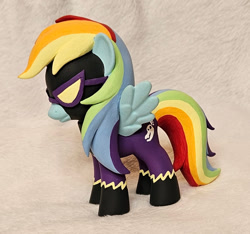 Size: 1146x1074 | Tagged: safe, artist:sanadaookmai, rainbow dash, pegasus, pony, g4, clothes, costume, craft, irl, nightmare night costume, photo, shadowbolt dash, shadowbolts costume, solo, toy