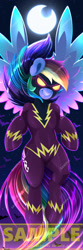 Size: 710x2126 | Tagged: safe, artist:darksly, rainbow dash, pegasus, pony, semi-anthro, g4, body pillow, body pillow design, clothes, costume, female, mare, shadowbolt dash, shadowbolts costume, solo