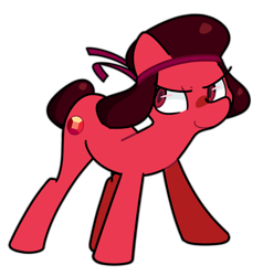 Size: 856x900 | Tagged: safe, artist:kindakismet, earth pony, pony, female, gem, headband, mare, ponified, ruby, ruby (steven universe), simple background, solo, steven universe, transparent background