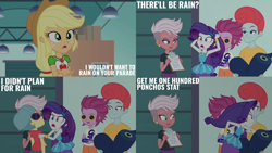 Size: 2000x1125 | Tagged: safe, edit, edited screencap, editor:quoterific, screencap, applejack, rarity, equestria girls, equestria girls specials, g4, my little pony equestria girls: rollercoaster of friendship, clipboard, fabric