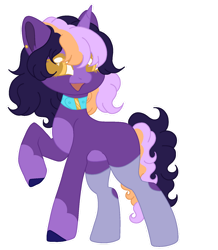 Size: 1280x1467 | Tagged: safe, artist:kaenashepard, oc, oc only, oc:dusk sparkle, pony, unicorn, base used, clothes, coat markings, collar, colored hooves, ear piercing, earring, female, hair over one eye, hooves, horn, jewelry, magical lesbian spawn, mare, mare oc, offspring, pale belly, parent:sassy saddles, parent:twilight sparkle, parents:sassylight, piercing, purple coat, simple background, socks, socks (coat markings), solo, three toned mane, three toned tail, transparent background, unicorn oc, yellow eyes, yellow pupils