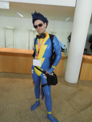 Size: 3456x4608 | Tagged: safe, artist:taharon, soarin', human, galacon, g4, 2013, clothes, convention, cosplay, costume, irl, irl human, latex, photo, solo, uniform, wonderbolts uniform