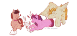 Size: 1569x749 | Tagged: safe, artist:anyponyrequests, lightning dust, octavia melody, twilight sparkle, alicorn, earth pony, pegasus, g4, crack shipping, female, lesbian, paper, polyamory, ship:tavidust, ship:twitavidust, shipping, simple background, transparent background, trio, twidust, twitavia