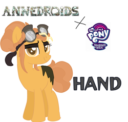 Size: 3962x3776 | Tagged: safe, artist:earth.loser, earth pony, pony, g4, annedroids (tv show), black eyeshadow, claw, crossover, eyeshadow, female, goggles, goggles on head, hair bun, hand (annedroids), makeup, mare, name, reference sheet, tail, tail bun