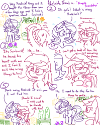 Size: 4779x6013 | Tagged: safe, artist:adorkabletwilightandfriends, starlight glimmer, sunburst, comic:adorkable twilight and friends, g4, adorkable, adorkable friends, bending, bent over, bush, butt, cellphone, character development, comic, cute, door, dork, flower, fragile, friendship, glimmer glutes, hug, nervous, nostrils, phone, plot, sad, slice of life, smartphone, sniffling, store, support, upset