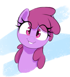 Size: 1163x1287 | Tagged: safe, artist:thebatfang, berry punch, berryshine, earth pony, pony, g4, berrybetes, bust, cute, female, looking at you, mare, ponerpics import, smiling, smiling at you, solo