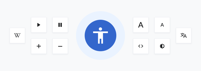 Human centered, inclusive design represented as  accessible keyboard metaphor with collection of Wikimedia characters and icons