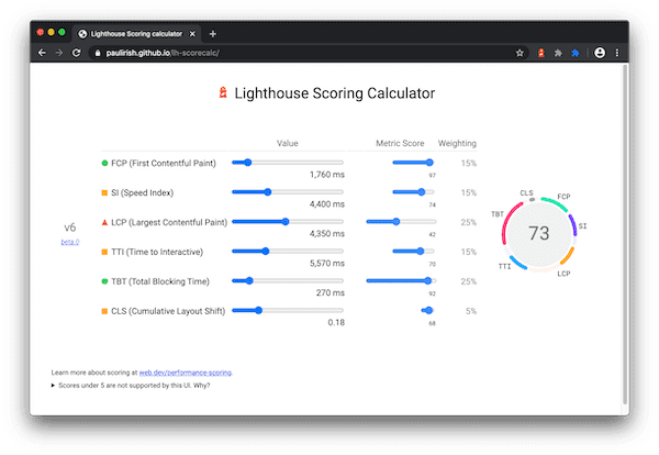 Lighthouse スコア計算用ウェブアプリ